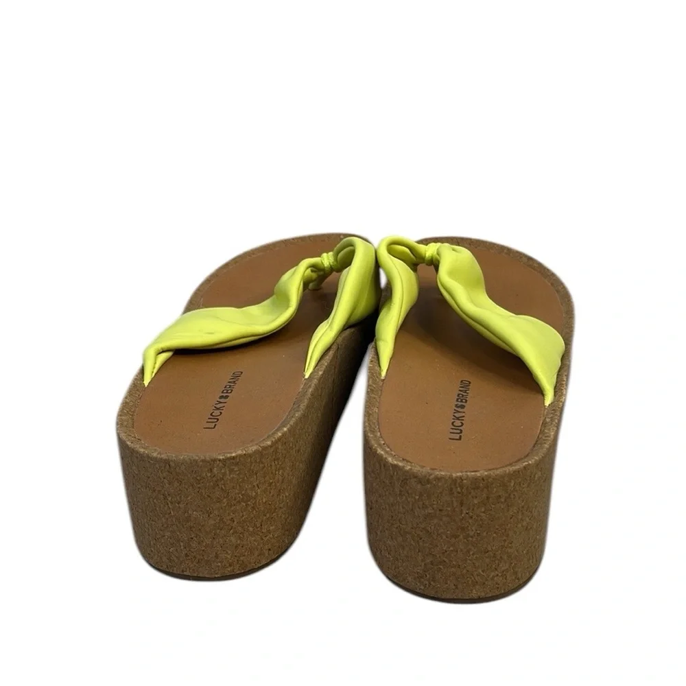 Lucky Brand Womens Pistachio Lellina Leather Flatform Platform Sandals Shoes